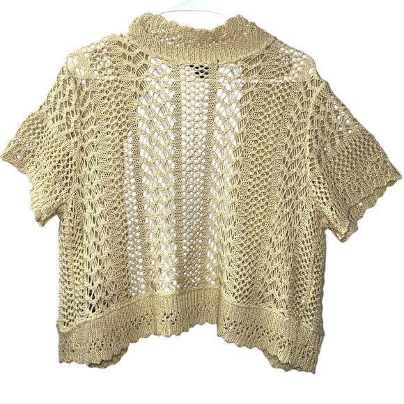 United States Sweaters Crochet Open‎ Knit Cardigan Coverup XL Cream Beige - Picture 7 of 9